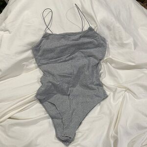 Wild Fable Gray Spaghetti Strap Bodysuit